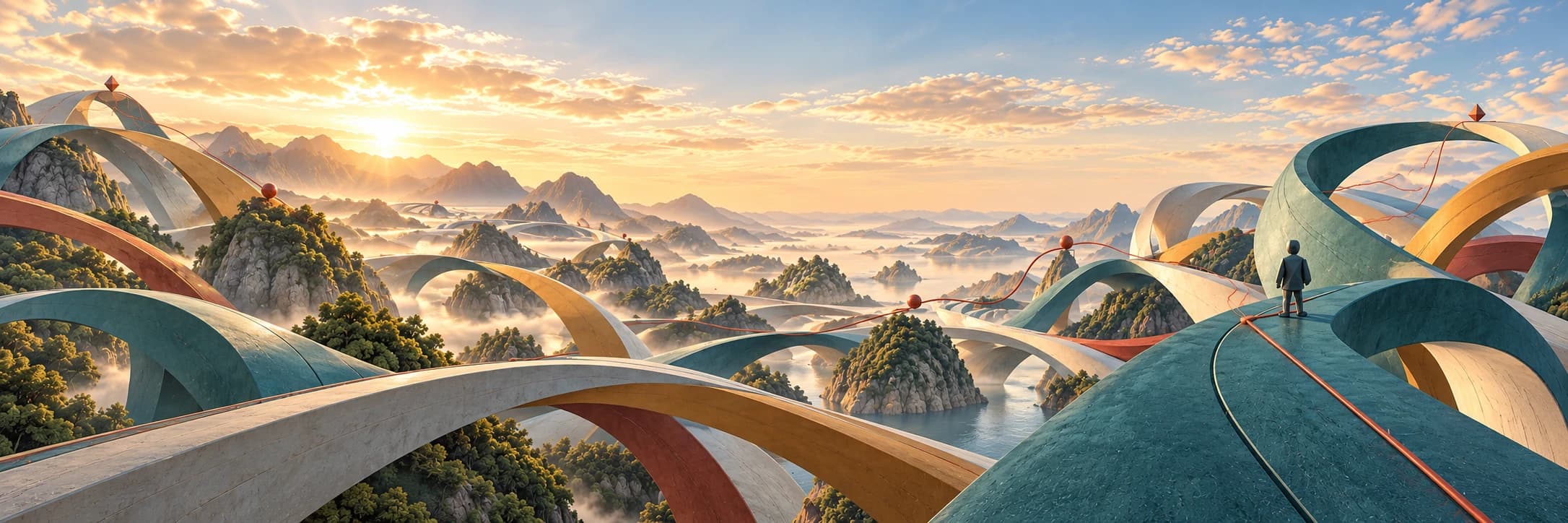 The Build TBD Möbius landscape: connected paths across a shared operational world